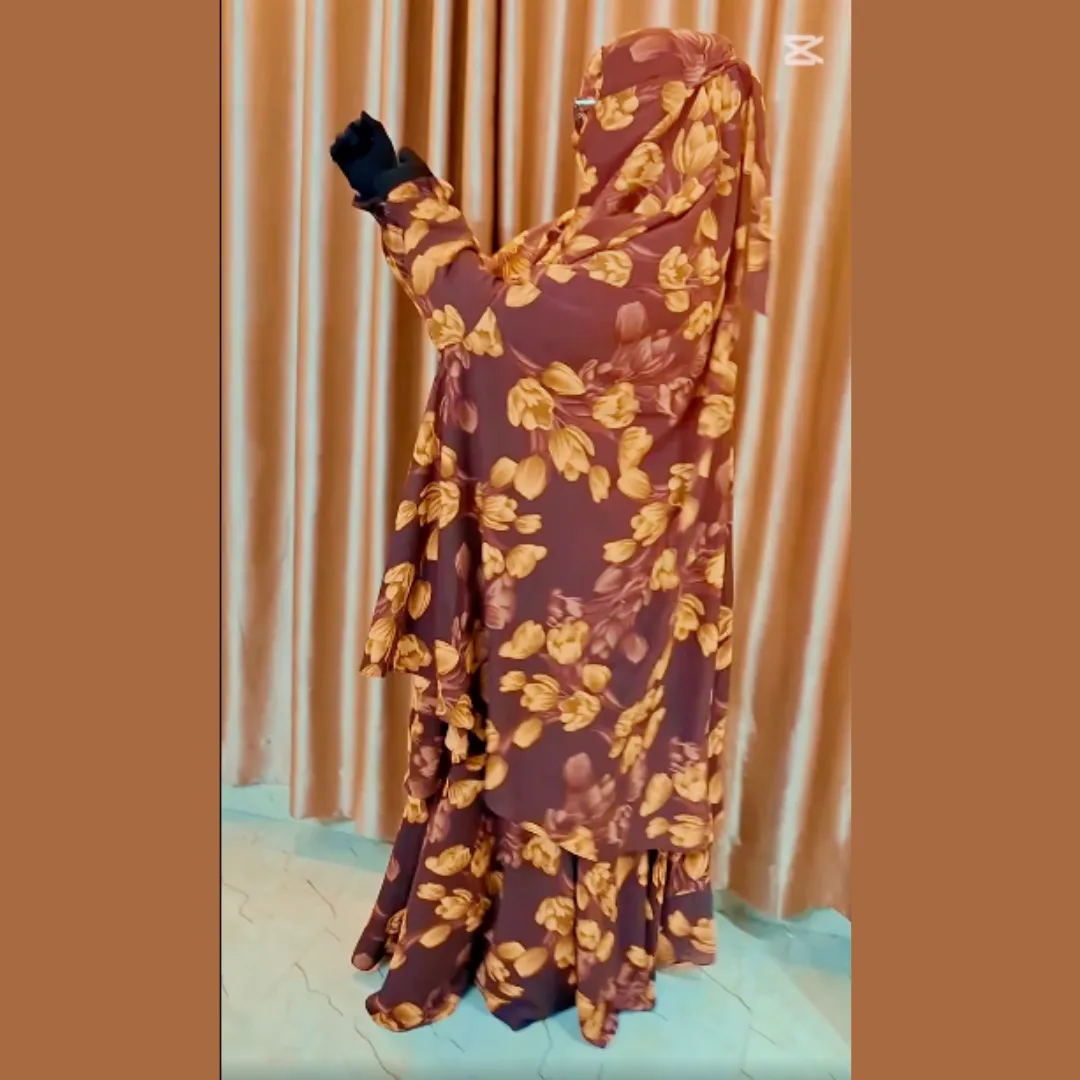 Cherry Georgette Fabric Khimar Scarf Set CG107
