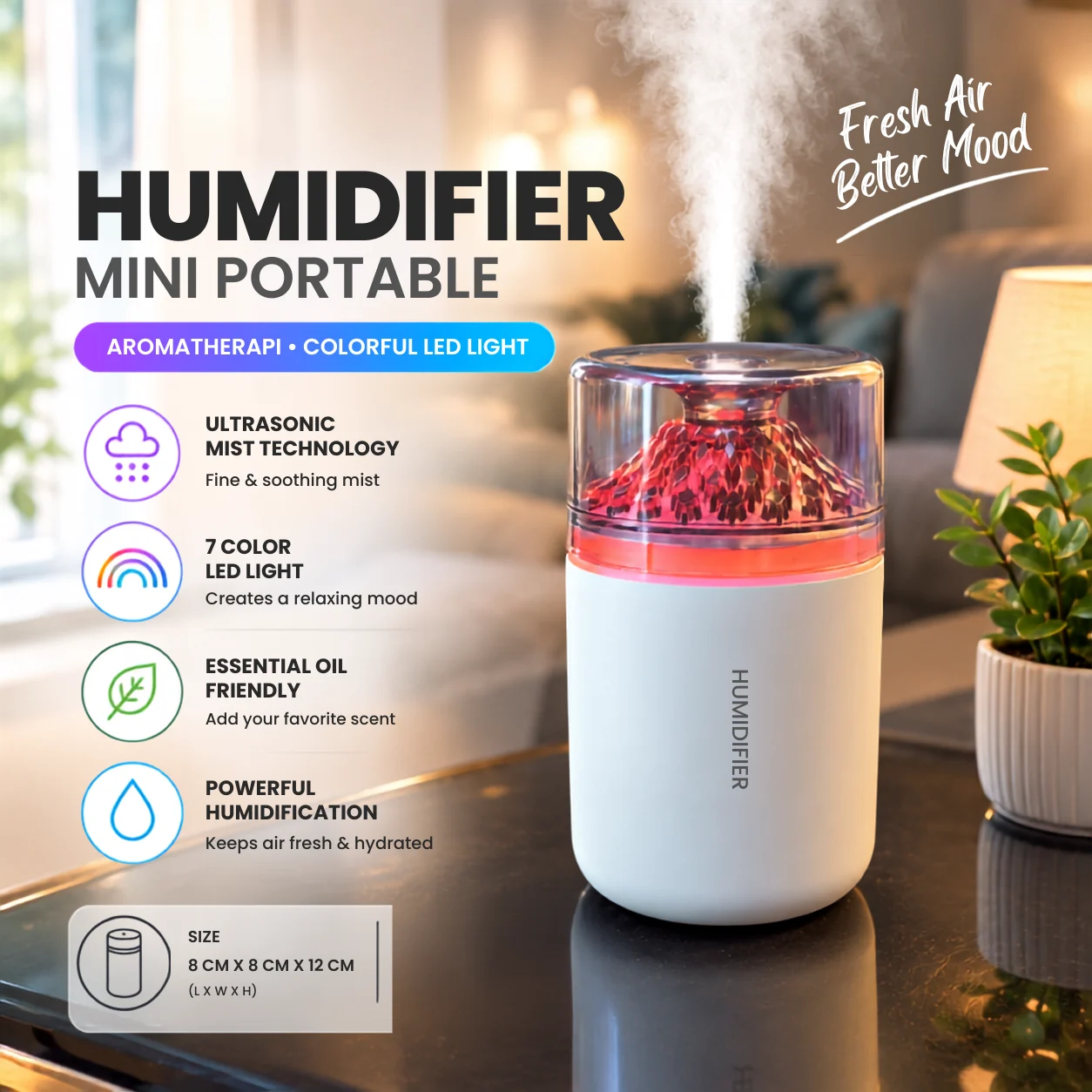 Mini USB Humidifier & Aroma Diffuser